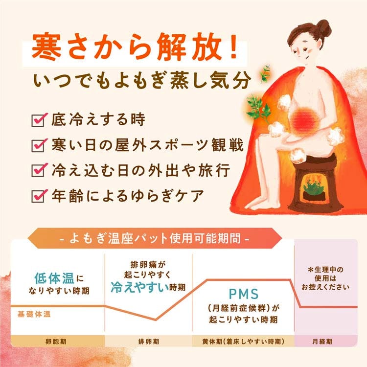 【イチオシ商品】(5個セット)よもぎ蒸し よもぎパット 温活 ウィズフェム よもぎ温座パット オーガニック6回分 (B)