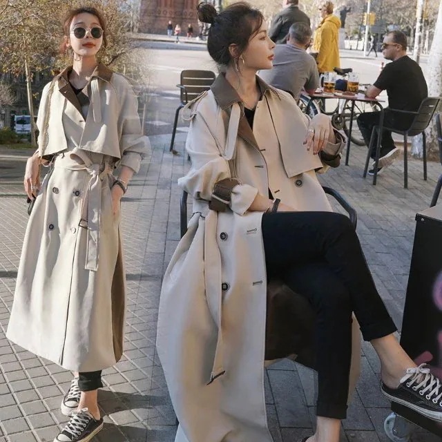 トレンチコート レディース スプリングコート チェスターコート 大きいサイズ アウター バイカラー トレンチコート レディース スプリングコート チェスターコート 大きいサイズ アウター バイカラー