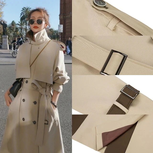 トレンチコート レディース スプリングコート チェスターコート 大きいサイズ アウター バイカラー トレンチコート レディース スプリングコート チェスターコート 大きいサイズ アウター バイカラー