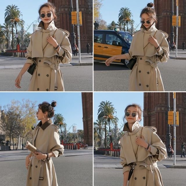 トレンチコート レディース スプリングコート チェスターコート 大きいサイズ アウター バイカラー トレンチコート レディース スプリングコート チェスターコート 大きいサイズ アウター バイカラー