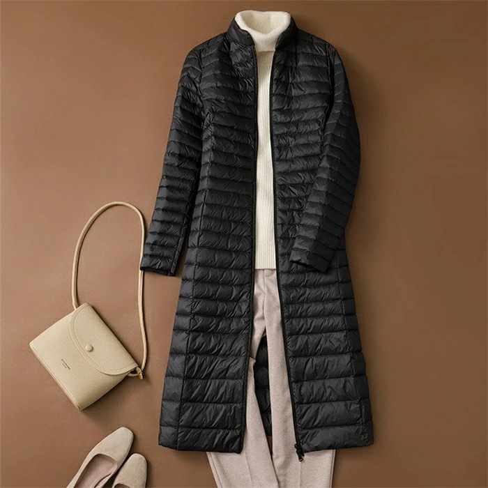 【即納】ダウンコート レディース インナーダウン ライトダウン コート 立ち襟 軽量 薄手 スリム 細見え インナー ダウンジャケット ロング丈 超ロング 防寒 保温 あたっか 秋 冬 ダブルジップ 【即納】ダウンコート レディース インナーダウン ライトダウン コート 立ち襟 軽量 薄手 スリム 細見え インナー ダウンジャケット ロング丈 超ロング 防寒 保温 あたっか 秋 冬 ダブルジップ