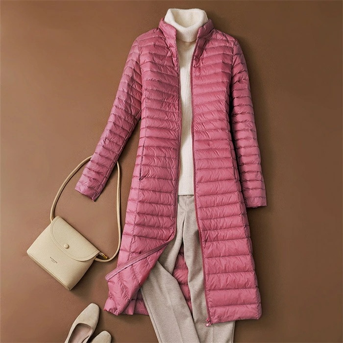 【即納】ダウンコート レディース インナーダウン ライトダウン コート 立ち襟 軽量 薄手 スリム 細見え インナー ダウンジャケット ロング丈 超ロング 防寒 保温 あたっか 秋 冬 ダブルジップ 【即納】ダウンコート レディース インナーダウン ライトダウン コート 立ち襟 軽量 薄手 スリム 細見え インナー ダウンジャケット ロング丈 超ロング 防寒 保温 あたっか 秋 冬 ダブルジップ