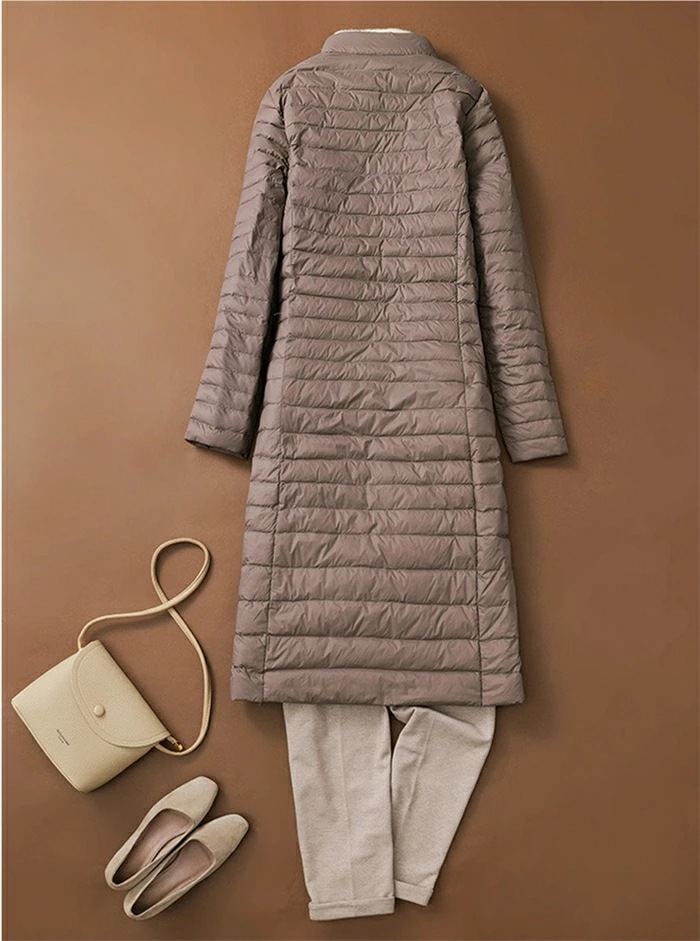 【即納】ダウンコート レディース インナーダウン ライトダウン コート 立ち襟 軽量 薄手 スリム 細見え インナー ダウンジャケット ロング丈 超ロング 防寒 保温 あたっか 秋 冬 ダブルジップ 【即納】ダウンコート レディース インナーダウン ライトダウン コート 立ち襟 軽量 薄手 スリム 細見え インナー ダウンジャケット ロング丈 超ロング 防寒 保温 あたっか 秋 冬 ダブルジップ