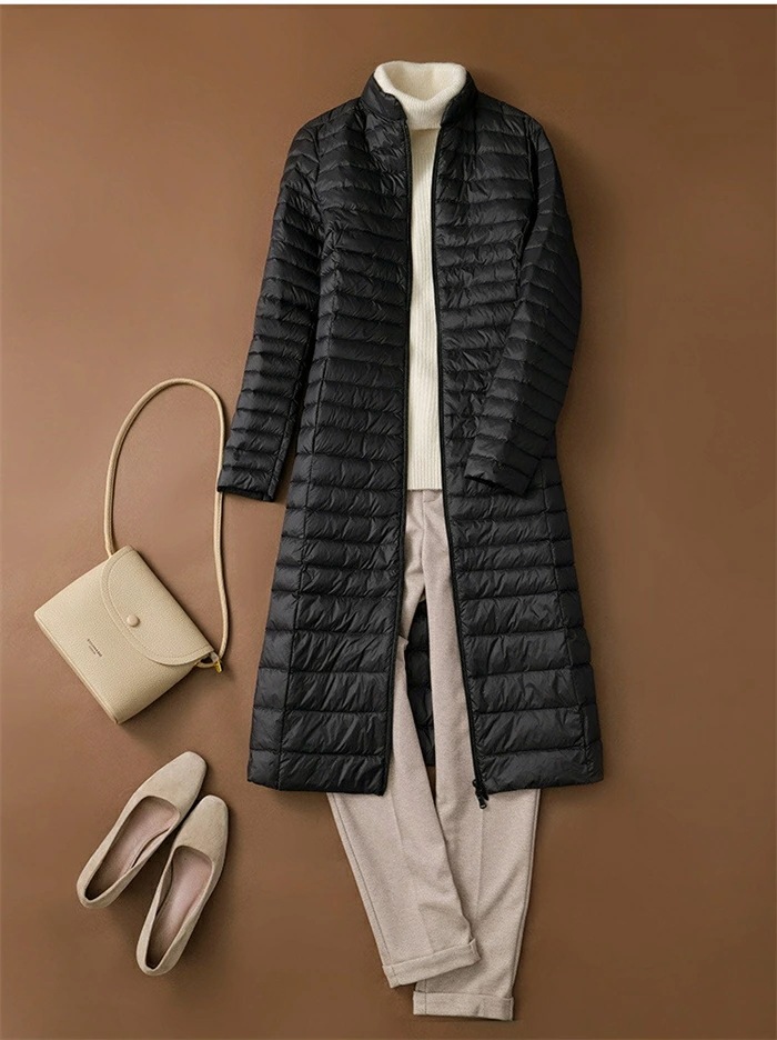 【即納】ダウンコート レディース インナーダウン ライトダウン コート 立ち襟 軽量 薄手 スリム 細見え インナー ダウンジャケット ロング丈 超ロング 防寒 保温 あたっか 秋 冬 ダブルジップ 【即納】ダウンコート レディース インナーダウン ライトダウン コート 立ち襟 軽量 薄手 スリム 細見え インナー ダウンジャケット ロング丈 超ロング 防寒 保温 あたっか 秋 冬 ダブルジップ