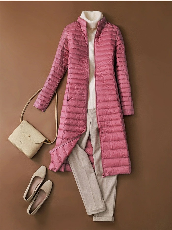 【即納】ダウンコート レディース インナーダウン ライトダウン コート 立ち襟 軽量 薄手 スリム 細見え インナー ダウンジャケット ロング丈 超ロング 防寒 保温 あたっか 秋 冬 ダブルジップ 【即納】ダウンコート レディース インナーダウン ライトダウン コート 立ち襟 軽量 薄手 スリム 細見え インナー ダウンジャケット ロング丈 超ロング 防寒 保温 あたっか 秋 冬 ダブルジップ