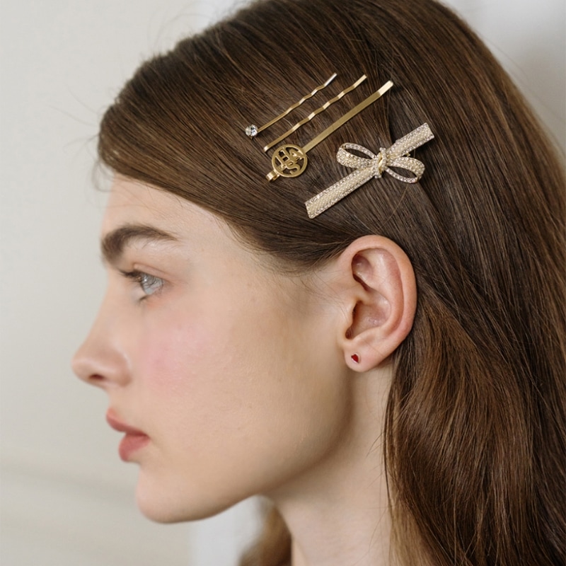 HAS [4セット] HW001 グリッターリボンヘアピンセット