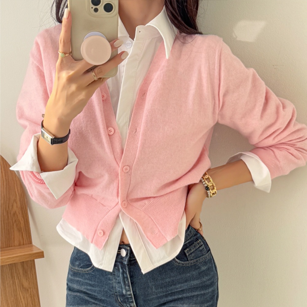 [ナーク21] ベーシックエッセンシャルVネックニットカーディガンDM51-J-07