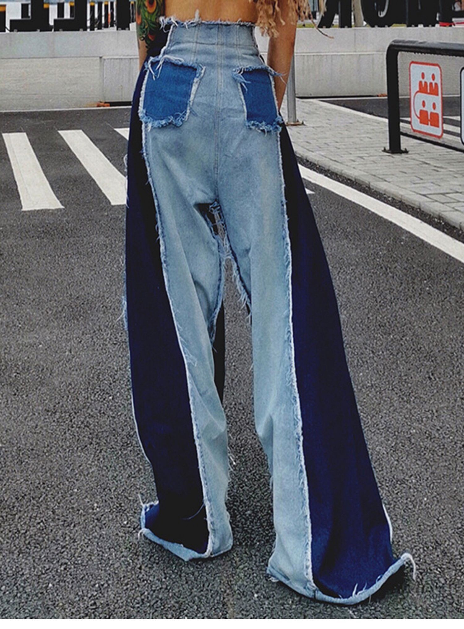 スーパーハイウエスト 異素材ミックス デニム レディース ボトムス Gパン 丈長 フルレングス ワイド フレア ウエストマーク ハイウエスト 切り替えデザイン 大人可愛い こなれ感 ラフ クール スーパーハイウエスト 異素材ミックス デニム レディース ボトムス Gパン 丈長 フルレングス ワイド フレア ウエストマーク ハイウエスト 切り替えデザイン 大人可愛い こなれ感 ラフ クール