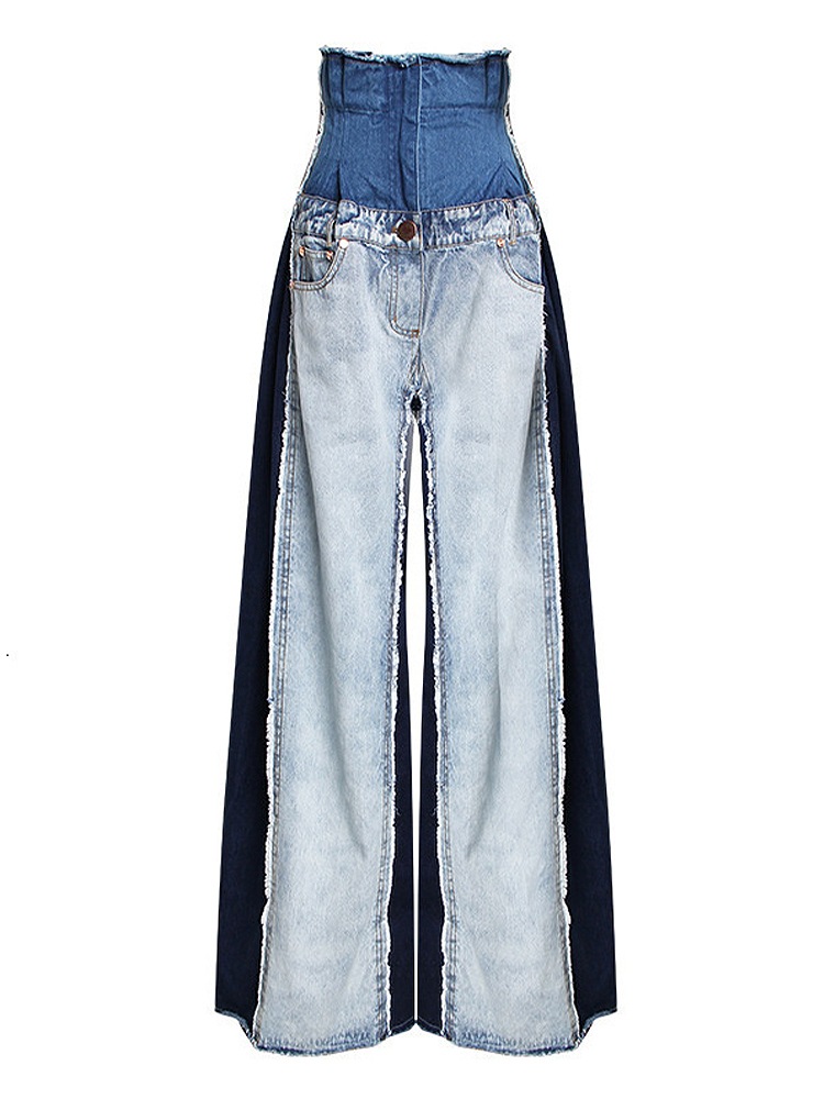 スーパーハイウエスト 異素材ミックス デニム レディース ボトムス Gパン 丈長 フルレングス ワイド フレア ウエストマーク ハイウエスト 切り替えデザイン 大人可愛い こなれ感 ラフ クール スーパーハイウエスト 異素材ミックス デニム レディース ボトムス Gパン 丈長 フルレングス ワイド フレア ウエストマーク ハイウエスト 切り替えデザイン 大人可愛い こなれ感 ラフ クール