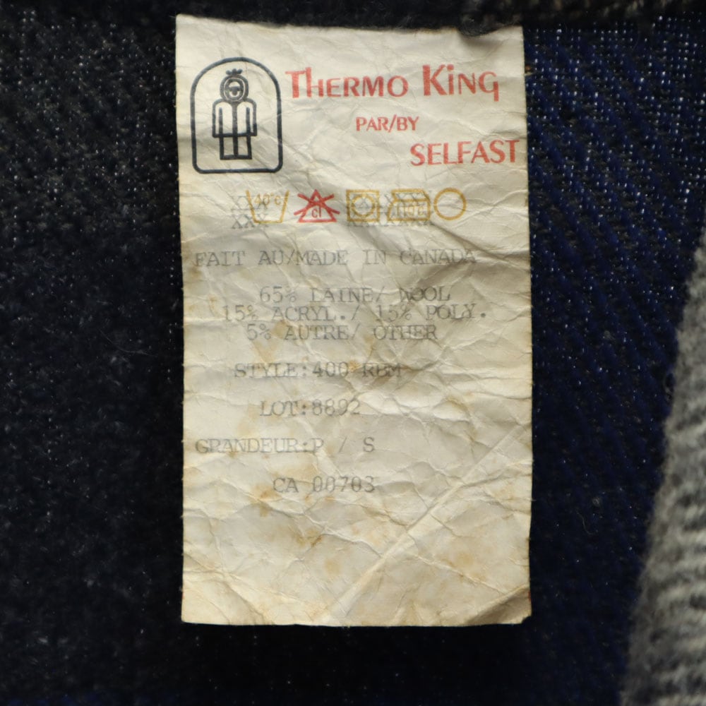 サーモキング 70s 80s ヴィンテージ バファローチェック ウールジャケット S ネイビー THERMO KING BY SELFAST メンズ サーモキング 70s 80s ヴィンテージ バファローチェック ウールジャケット S ネイビー THERMO KING BY SELFAST メンズ