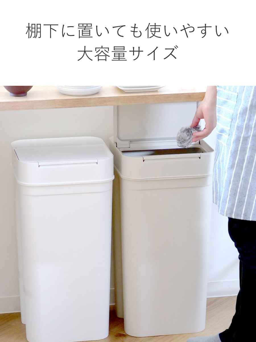 ゴミ箱 45Ｌ シールズ 密閉 ごみ箱 45リットル 幅31.5 ニオイ 防止 分別 プッシュ ふた 角型 キッチン スリム 防臭 ふた付き パッキン 袋 見えない 棚下 カウンター ラック