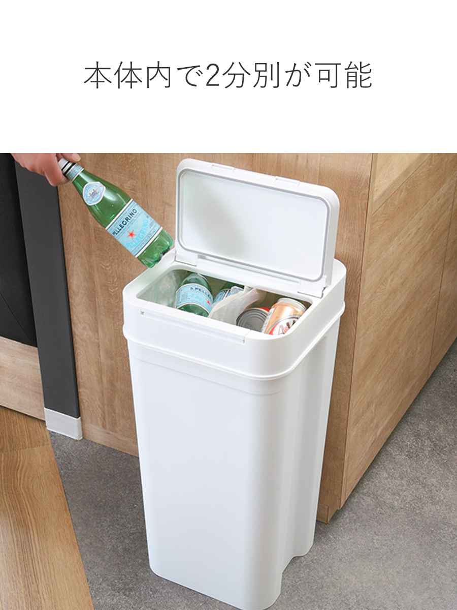 ゴミ箱 45Ｌ シールズ 密閉 ごみ箱 45リットル 幅31.5 ニオイ 防止 分別 プッシュ ふた 角型 キッチン スリム 防臭 ふた付き パッキン 袋 見えない 棚下 カウンター ラック