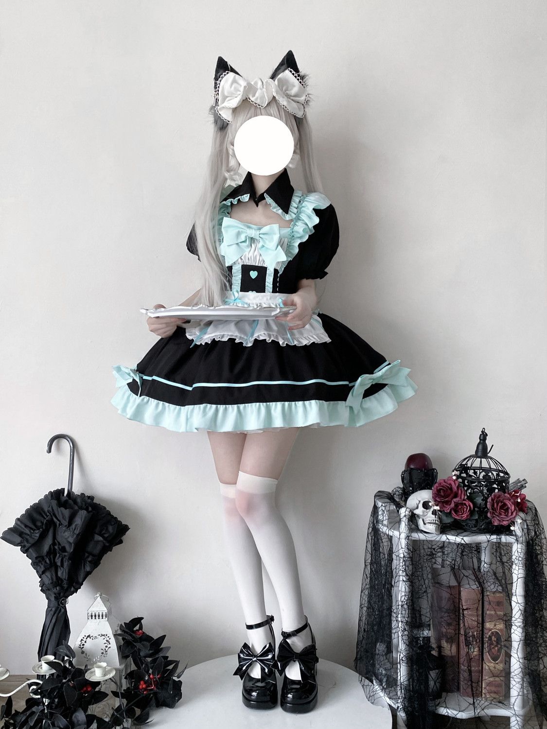 今人気発中コスプレロリータレディースロリータ洋学院祭用初音メイドコスプレワンピースドレス