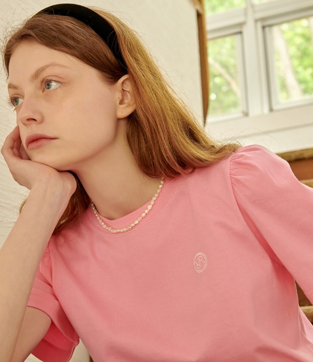 Tシャツ・カットソー RONRON PUFF SLEEVE HALF T SHIRT PINK [RR22BST1307PK] RONRON】 PUFF SLEEVE HALF T SHIRT : PINK Tシャツ・カットソー