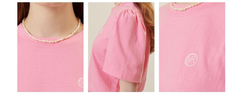 Tシャツ・カットソー RONRON PUFF SLEEVE HALF T SHIRT PINK [RR22BST1307PK] RONRON】 PUFF SLEEVE HALF T SHIRT : PINK Tシャツ・カットソー