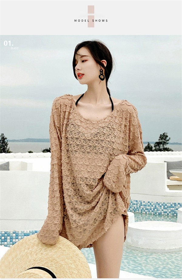 タンキニ 水着 レディース 体型カバー 長袖シャツ 透け感 ラッシュガード ビキニ セパレート オーバーサイズ 20代 30代 40代 カバーアップ 小胸 露出控えめ 大人 オトナ女子 ショートパンツ