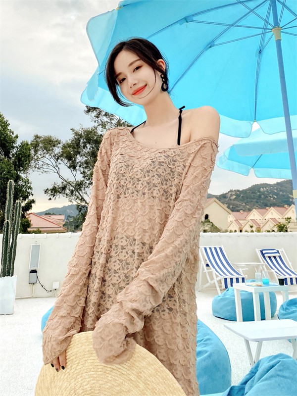 タンキニ 水着 レディース 体型カバー 長袖シャツ 透け感 ラッシュガード ビキニ セパレート オーバーサイズ 20代 30代 40代 カバーアップ 小胸 露出控えめ 大人 オトナ女子 ショートパンツ