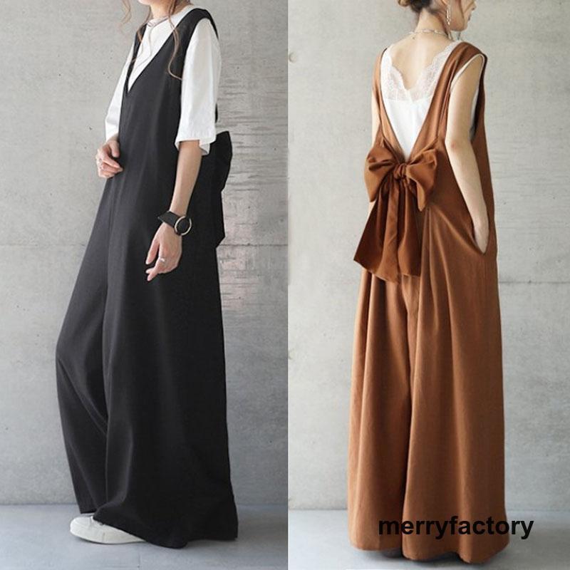 【本日限定】オールインワン サロペット レディース ゆったり サロペ オーバーオール 体型カバー バックリボン 後ろリボン 大きいサイズ フリーサイズ ワイドパンツ ワイド 【本日限定】オールインワン サロペット レディース ゆったり サロペ オーバーオール 体型カバー バックリボン 後ろリボン 大きいサイズ フリーサイズ ワイドパンツ ワイド