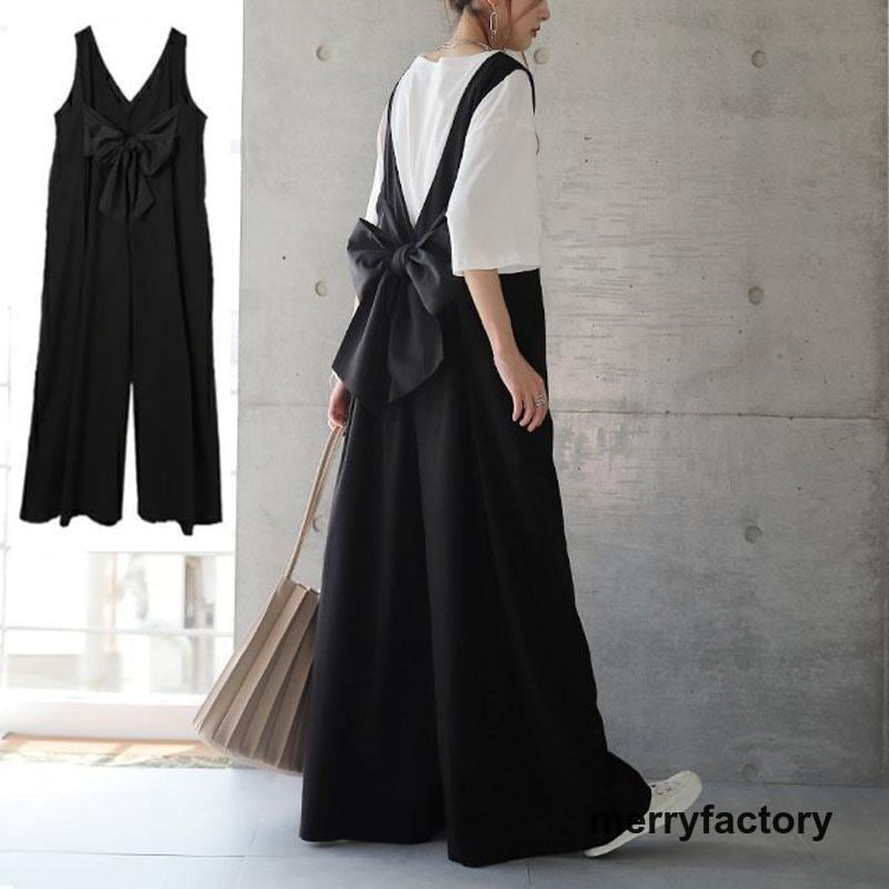 【本日限定】オールインワン サロペット レディース ゆったり サロペ オーバーオール 体型カバー バックリボン 後ろリボン 大きいサイズ フリーサイズ ワイドパンツ ワイド 【本日限定】オールインワン サロペット レディース ゆったり サロペ オーバーオール 体型カバー バックリボン 後ろリボン 大きいサイズ フリーサイズ ワイドパンツ ワイド