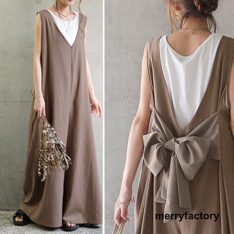 【本日限定】オールインワン サロペット レディース ゆったり サロペ オーバーオール 体型カバー バックリボン 後ろリボン 大きいサイズ フリーサイズ ワイドパンツ ワイド 【本日限定】オールインワン サロペット レディース ゆったり サロペ オーバーオール 体型カバー バックリボン 後ろリボン 大きいサイズ フリーサイズ ワイドパンツ ワイド