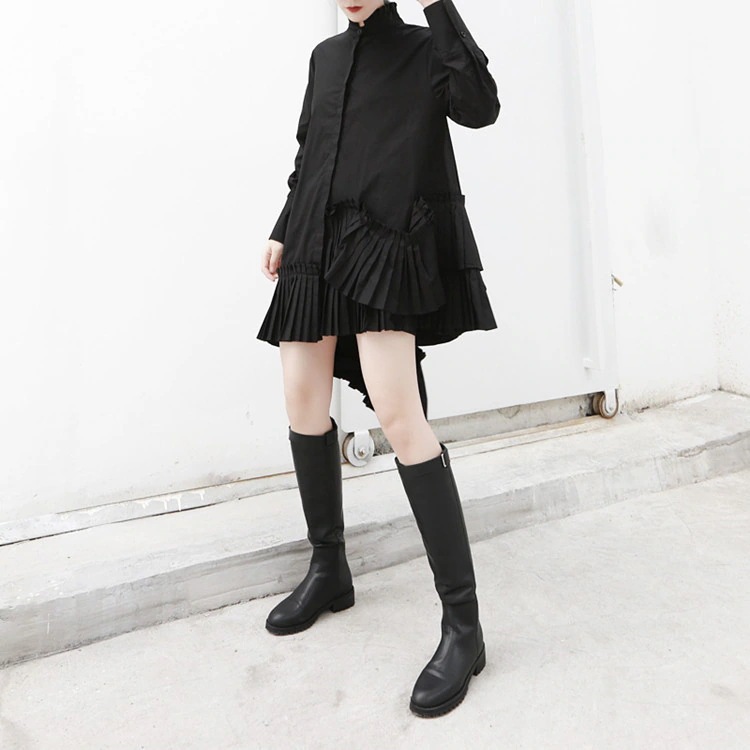 トップスシャツブラウスシャツレディース長袖スタンドカラー不対称レトロブラックホワイトLFZ04 トップスシャツブラウスシャツレディース長袖スタンドカラー不対称レトロブラックホワイトLFZ04