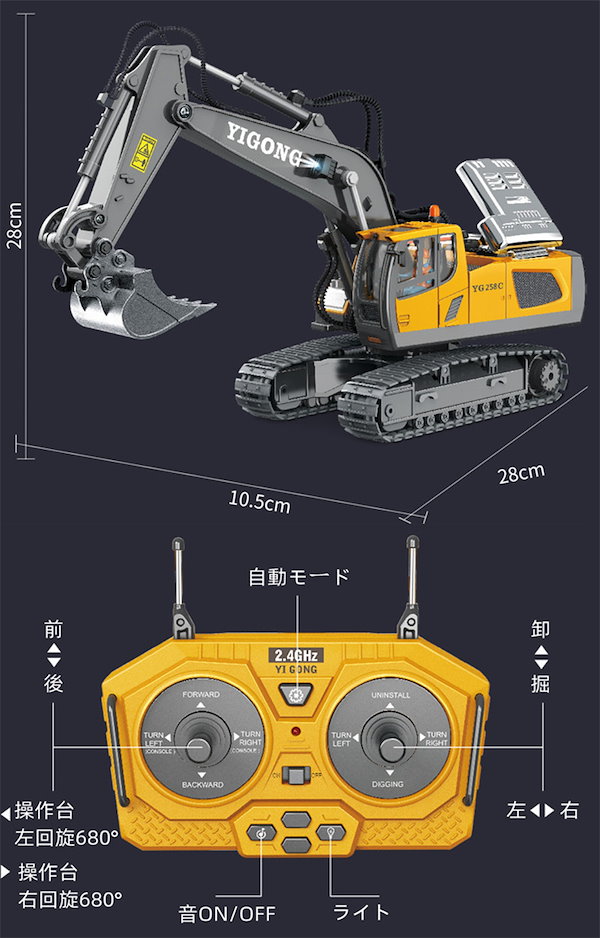 重機ラジコンセット　パワーショベルカーラジコン　ダンプカーラジコン 楽天市場】【フルファンクション仕様】Huina Toys 1571 1/14 RTR