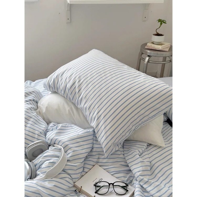 シンプル ピンストライプ 布団カバーセット 全2色 2サイズ ベッドカバー 猫 ベッドシーツ セット ベッドリネン おしゃれ 韓国インテリア 韓国雑貨 韓国っぽ インテリア雑貨 70PARK