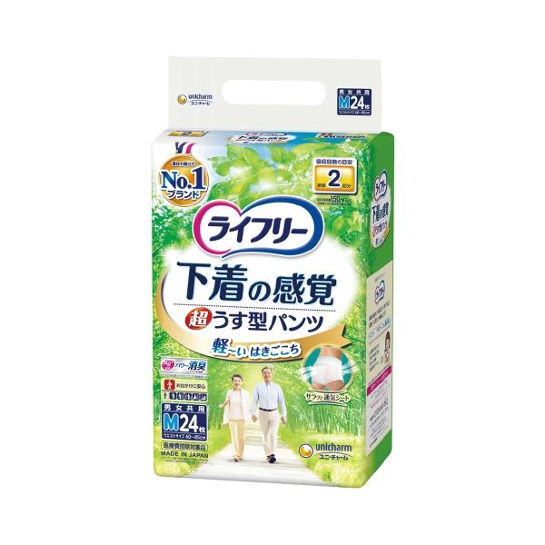 （まとめ）ユニチャーム ライフリー超うす型下着感覚パンツM24枚[x3セット]