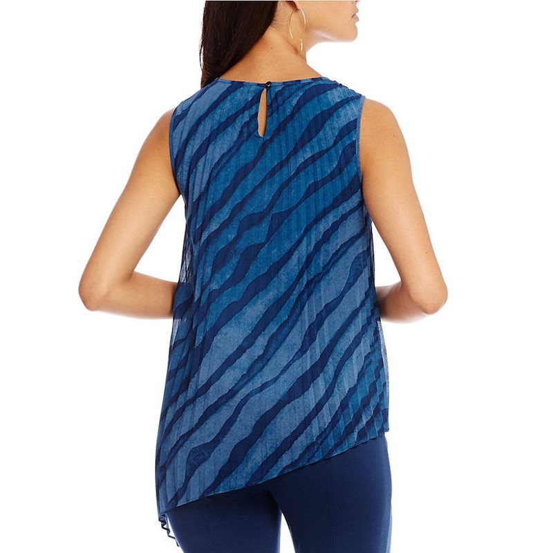 ホルストン ヘリテイジ レディース トップス ブラウス・シャツ【H Halston Sleeveless Sunburst Pleated Blouse】Blue ホルストン ヘリテイジ レディース トップス ブラウス・シャツ【H Halston Sleeveless Sunburst Pleated Blouse】Blue