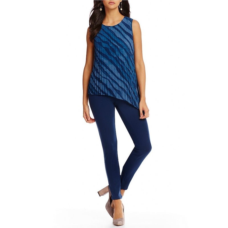 ホルストン ヘリテイジ レディース トップス ブラウス・シャツ【H Halston Sleeveless Sunburst Pleated Blouse】Blue ホルストン ヘリテイジ レディース トップス ブラウス・シャツ【H Halston Sleeveless Sunburst Pleated Blouse】Blue
