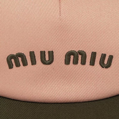Qoo10] ミュウミュウ キャップ ドリル ベースボール ピンク