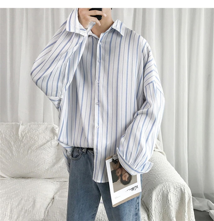 特別にSALEします2019春夏新作 ! 夏 ポップ 長袖 シャツ コート 韓国 香港風 アート 男性 ファッション ストライプ スリム トレンド 百掛け ブラウス INSスタイル 単体ボタン ト 特別にSALEします2019春夏新作 ! 夏 ポップ 長袖 シャツ コート 韓国 香港風 アート 男性 ファッション ストライプ スリム トレンド 百掛け ブラウス INSスタイル 単体ボタン ト