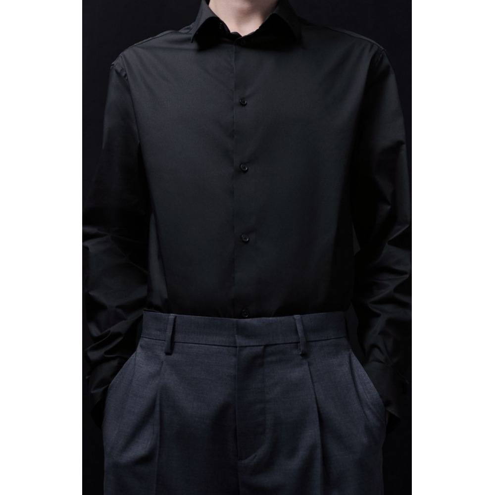 H&M スリムフィットストレッチシャツブラック H&M スリムフィットストレッチシャツブラック