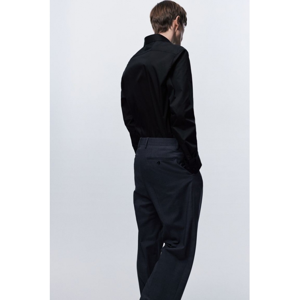 H&M スリムフィットストレッチシャツブラック H&M スリムフィットストレッチシャツブラック