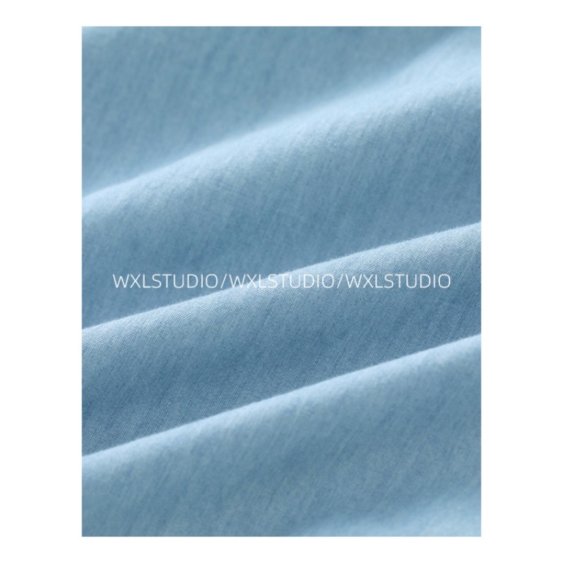 WXLSTUDIO レトロウォッシュデニムカラーシャツショートパンツスーツレディース春新作デザイン2点セット