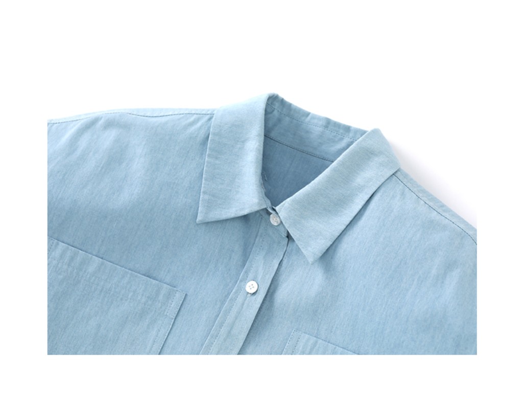 WXLSTUDIO レトロウォッシュデニムカラーシャツショートパンツスーツレディース春新作デザイン2点セット