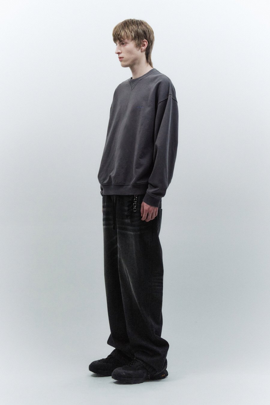 【INSILENCE】 LIGHT DENIM WIDE PANTS : BLACK