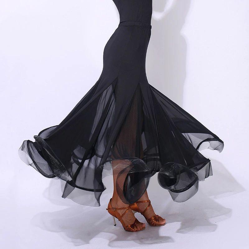 [新品入荷] ダンススカート 社交ダンススカート ラテンダンス衣装 ロングスカート ボトムス ブラック レッド 豹柄 ラテンダンススカート インターナショナルダンス