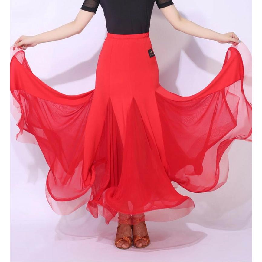 [新品入荷] ダンススカート 社交ダンススカート ラテンダンス衣装 ロングスカート ボトムス ブラック レッド 豹柄 ラテンダンススカート インターナショナルダンス