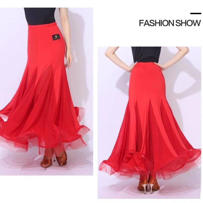 [新品入荷] ダンススカート 社交ダンススカート ラテンダンス衣装 ロングスカート ボトムス ブラック レッド 豹柄 ラテンダンススカート インターナショナルダンス