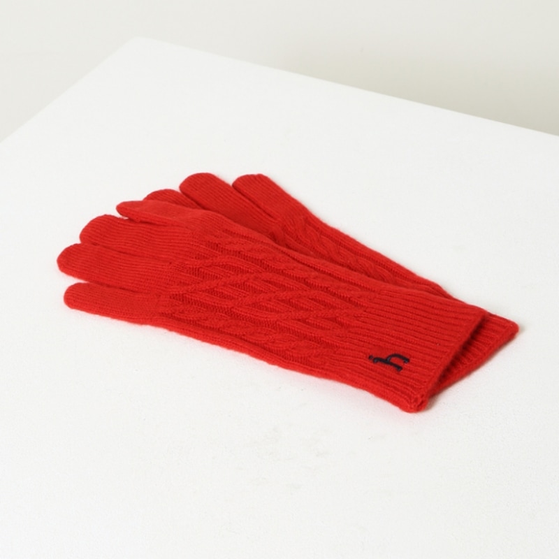 (ヘッジスレディース) 24FW ケーブルニットグローブレッド HSGV4D901R2 (ヘッジスレディース) 24FW ケーブルニットグローブレッド HSGV4D901R2