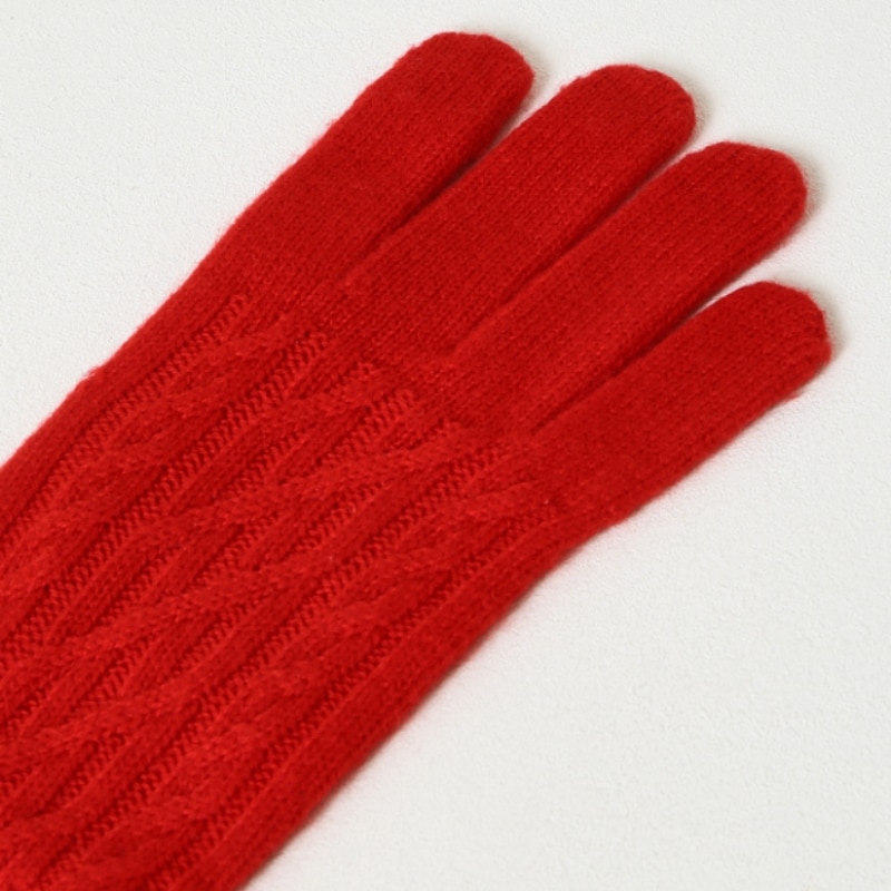 (ヘッジスレディース) 24FW ケーブルニットグローブレッド HSGV4D901R2 (ヘッジスレディース) 24FW ケーブルニットグローブレッド HSGV4D901R2