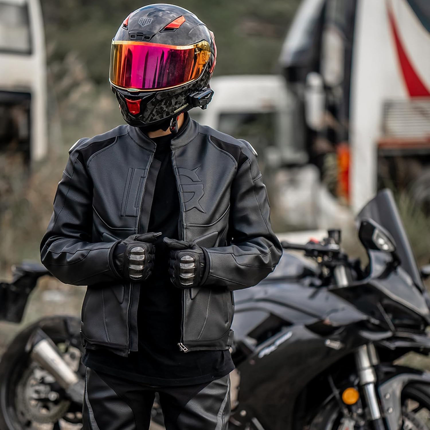 バイク用ジャケット メンズ 防風 防寒 防水 脱着式中綿インナー