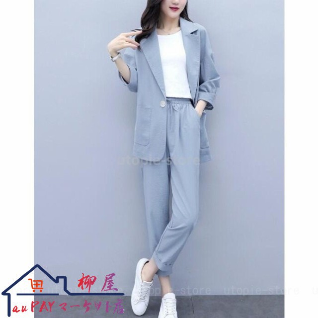 セットアップ レディース 春 夏 スーツジャケット フォーマル 2点セット カジュアルスーツ ジャケット ママ おしゃれ テーパードパンツ セットアップ レディース 春 夏 スーツジャケット フォーマル 2点セット カジュアルスーツ ジャケット ママ おしゃれ テーパードパンツ