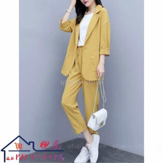 セットアップ レディース 春 夏 スーツジャケット フォーマル 2点セット カジュアルスーツ ジャケット ママ おしゃれ テーパードパンツ セットアップ レディース 春 夏 スーツジャケット フォーマル 2点セット カジュアルスーツ ジャケット ママ おしゃれ テーパードパンツ
