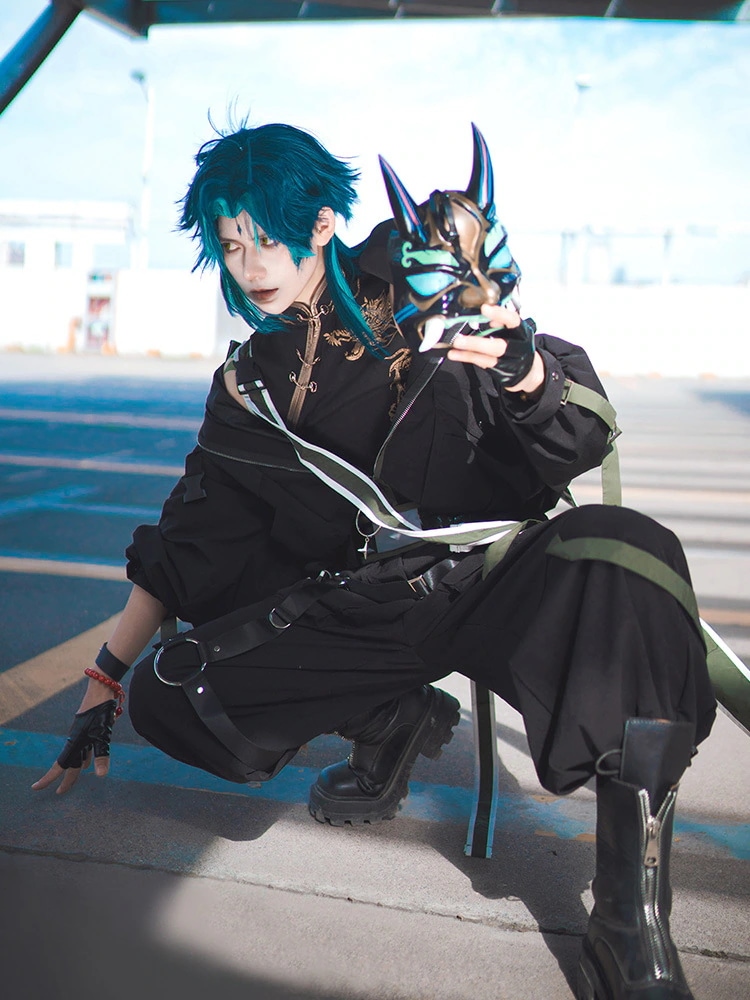 げんしん Genshin 魈 ハロウィン ユニフォーム 原神 コスチューム パーティー ショウ 学園祭 コスプレ 文化祭 クリスマス イベント 変身