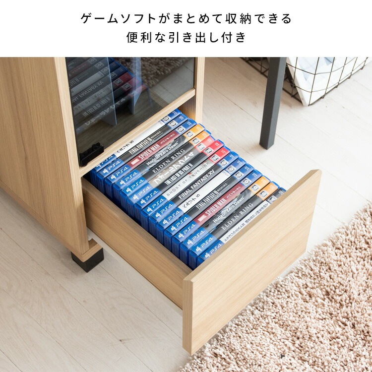 宮武製作所【お客様組み立て】デザイナーズゲームラック REGABO（レガボ） ホワイト PS5やSwitchなど据置型ゲーム機収納に GRK-003-WH【ゲーム機ラック ゲームインテリア ガラス扉付