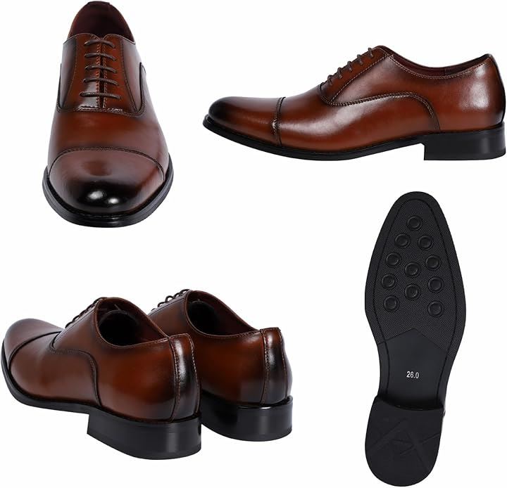 革靴 ビジネスシューズ メンズ 紳士靴 本革 ドレスシューズ レザー フォーマル(ブラウン, 26.0 cm 3E)
