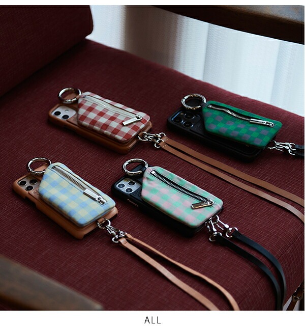 【即納】 【12/12pro対応】エジュー ajew ajew cadenas check leather zipphone case iphone12 スマホケース ac202100112