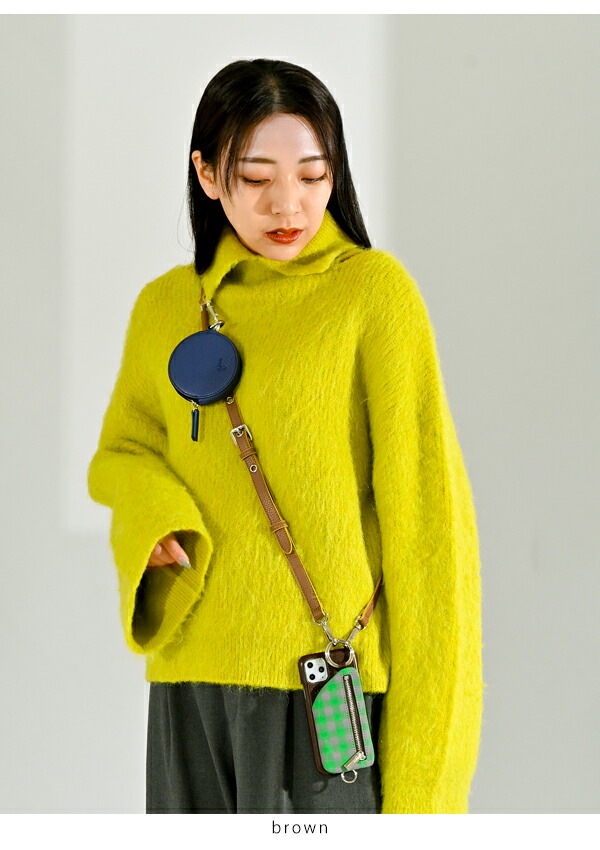 【即納】 【12/12pro対応】エジュー ajew ajew cadenas check leather zipphone case iphone12 スマホケース ac202100112